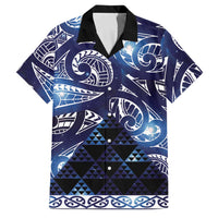 Matariki New Zealand Family Matching Puletasi and Hawaiian Shirt NZ Niho Taniwha Maori New Year Blue Galaxy LT14 Dad's Shirt - Short Sleeve Blue - Polynesian Pride