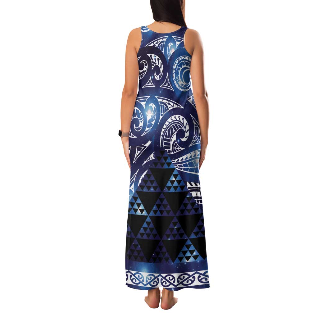 Matariki New Zealand Family Matching Tank Maxi Dress and Hawaiian Shirt NZ Niho Taniwha Maori New Year Blue Galaxy LT14 - Polynesian Pride