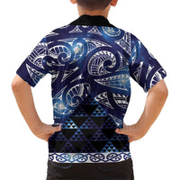 Matariki New Zealand Kid Hawaiian Shirt NZ Niho Taniwha Maori New Year Blue Galaxy