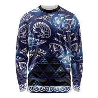 Matariki New Zealand Long Sleeve Shirt NZ Niho Taniwha Maori New Year Blue Galaxy