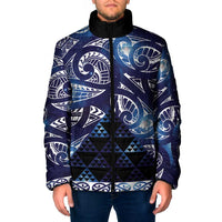Matariki New Zealand Padded Jacket NZ Niho Taniwha Maori New Year Blue Galaxy