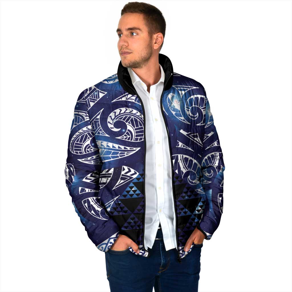 Matariki New Zealand Padded Jacket NZ Niho Taniwha Maori New Year Blue Galaxy