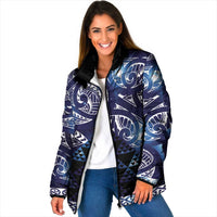Matariki New Zealand Padded Jacket NZ Niho Taniwha Maori New Year Blue Galaxy
