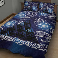 Matariki New Zealand Quilt Bed Set NZ Niho Taniwha Maori New Year Blue Galaxy