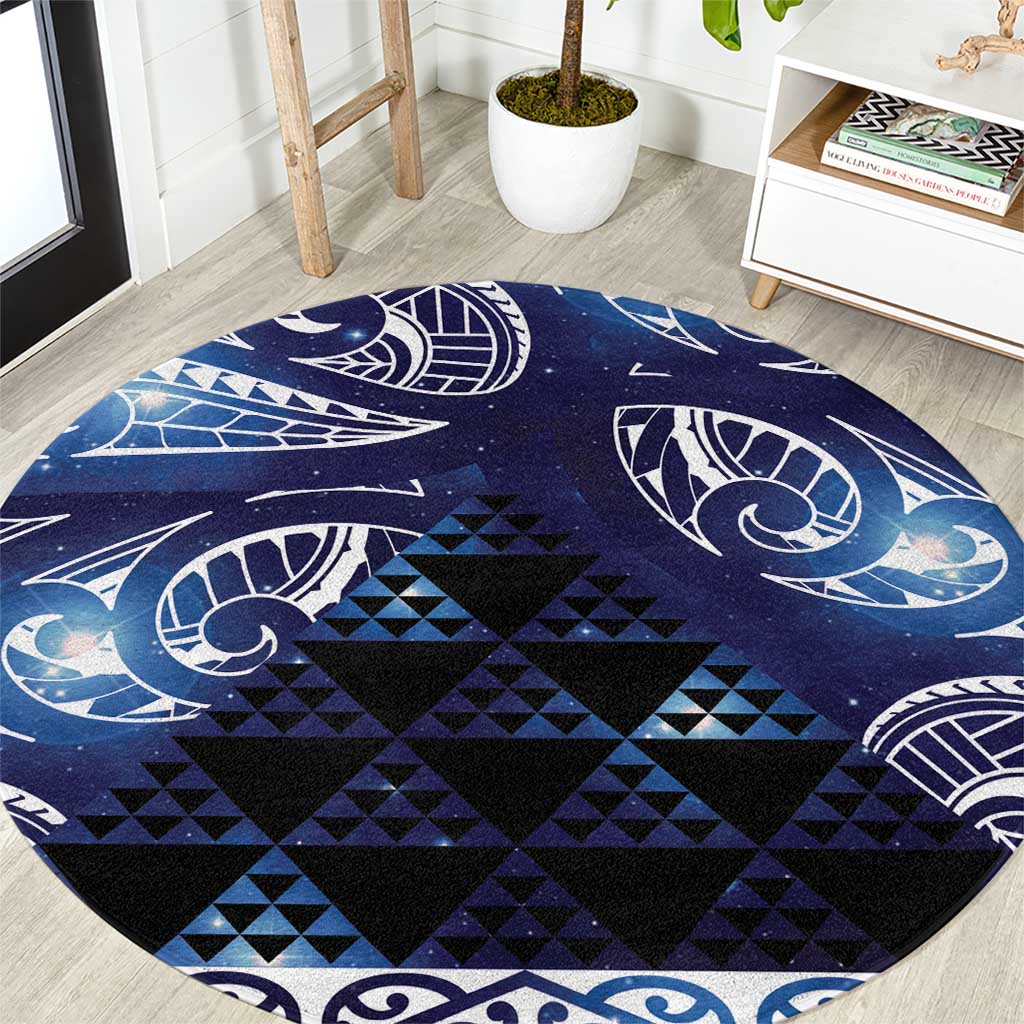 Matariki New Zealand Round Carpet NZ Niho Taniwha Maori New Year Blue Galaxy