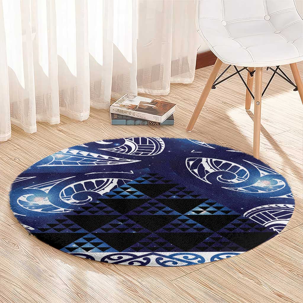 Matariki New Zealand Round Carpet NZ Niho Taniwha Maori New Year Blue Galaxy