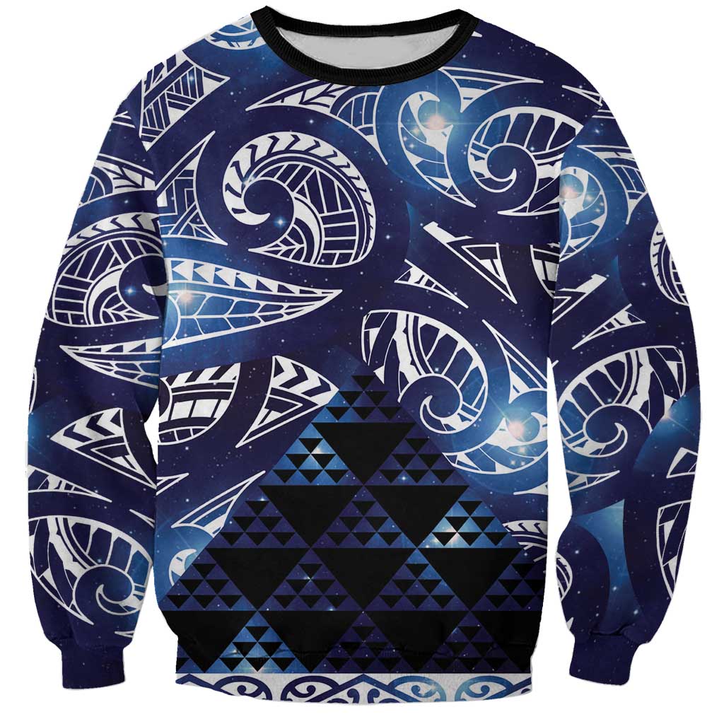 Matariki New Zealand Sweatshirt NZ Niho Taniwha Maori New Year Blue Galaxy