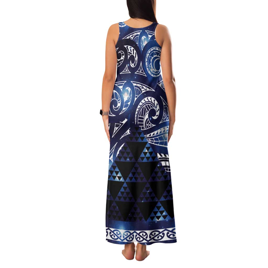 Matariki New Zealand Tank Maxi Dress NZ Niho Taniwha Maori New Year Blue Galaxy
