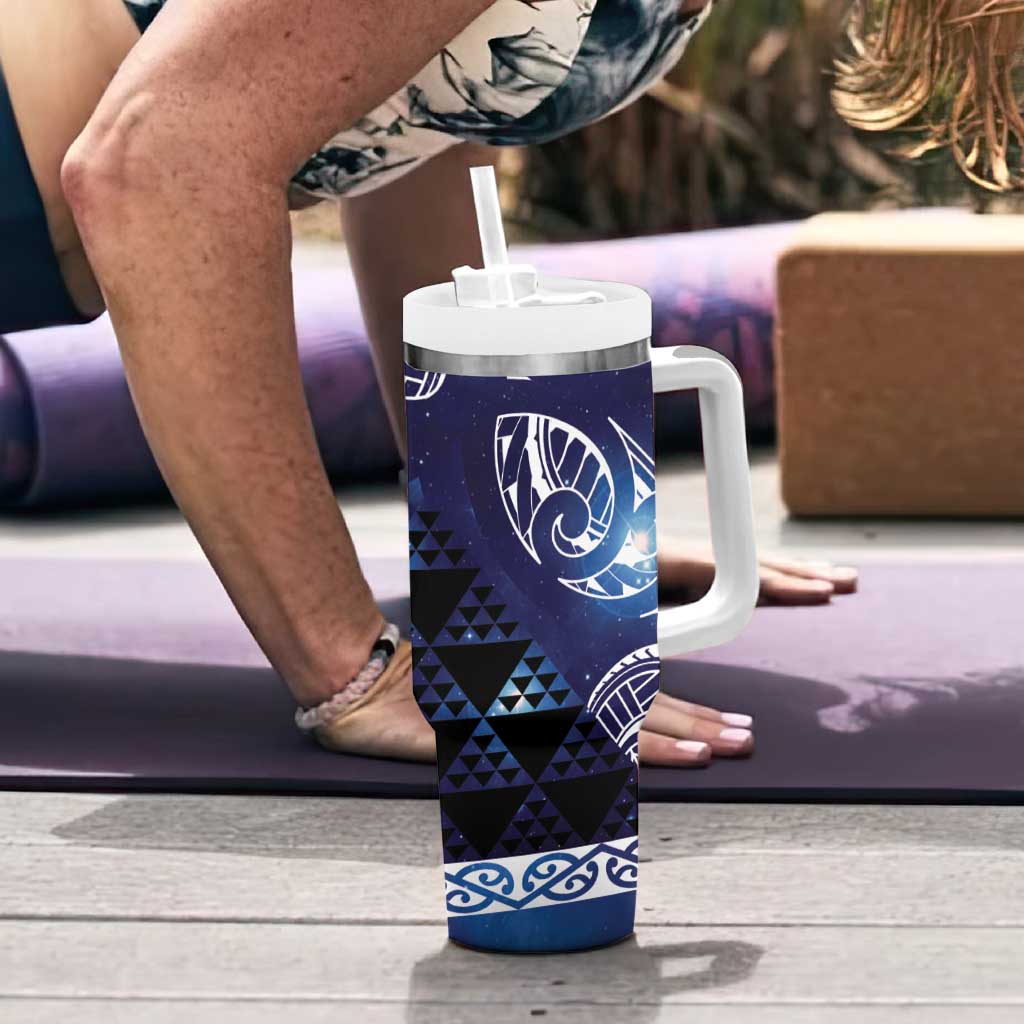 Matariki New Zealand Tumbler With Handle NZ Niho Taniwha Maori New Year Blue Galaxy