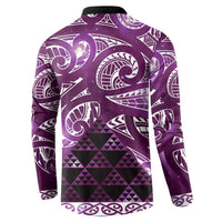 Matariki New Zealand Button Sweatshirt NZ Niho Taniwha Maori New Year Purple Galaxy