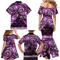 Matariki New Zealand Family Matching Mermaid Dress and Hawaiian Shirt NZ Niho Taniwha Maori New Year Purple Galaxy LT14 - Polynesian Pride