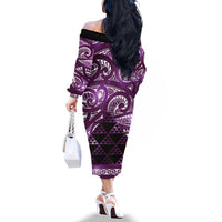 Matariki New Zealand Family Matching Off The Shoulder Long Sleeve Dress and Hawaiian Shirt NZ Niho Taniwha Maori New Year Purple Galaxy LT14 - Polynesian Pride