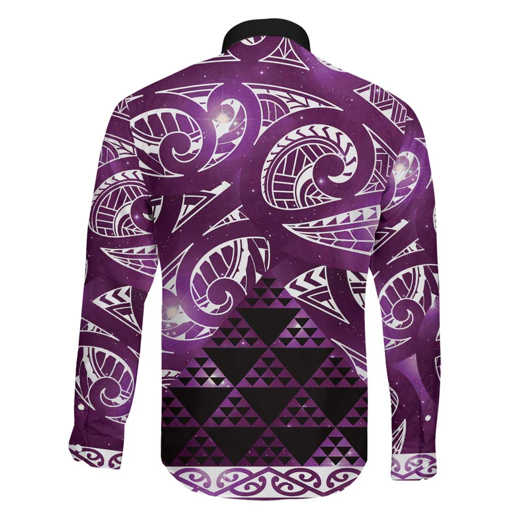 Matariki New Zealand Family Matching Off Shoulder Maxi Dress and Hawaiian Shirt NZ Niho Taniwha Maori New Year Purple Galaxy LT14 - Polynesian Pride