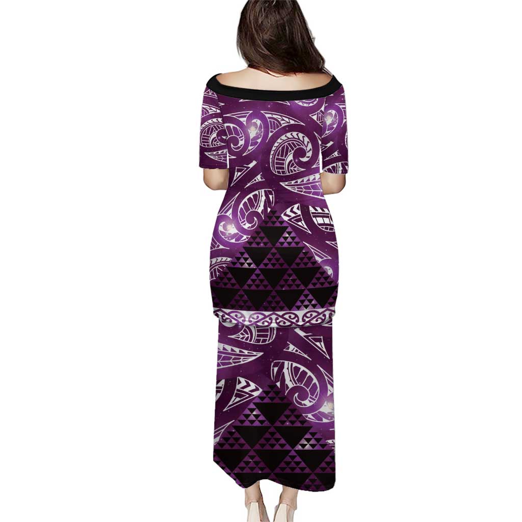 Matariki New Zealand Family Matching Puletasi and Hawaiian Shirt NZ Niho Taniwha Maori New Year Purple Galaxy LT14 - Polynesian Pride