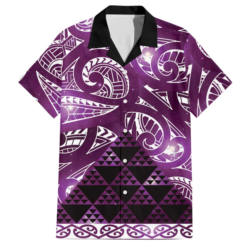 Matariki New Zealand Hawaiian Shirt NZ Niho Taniwha Maori New Year Purple Galaxy