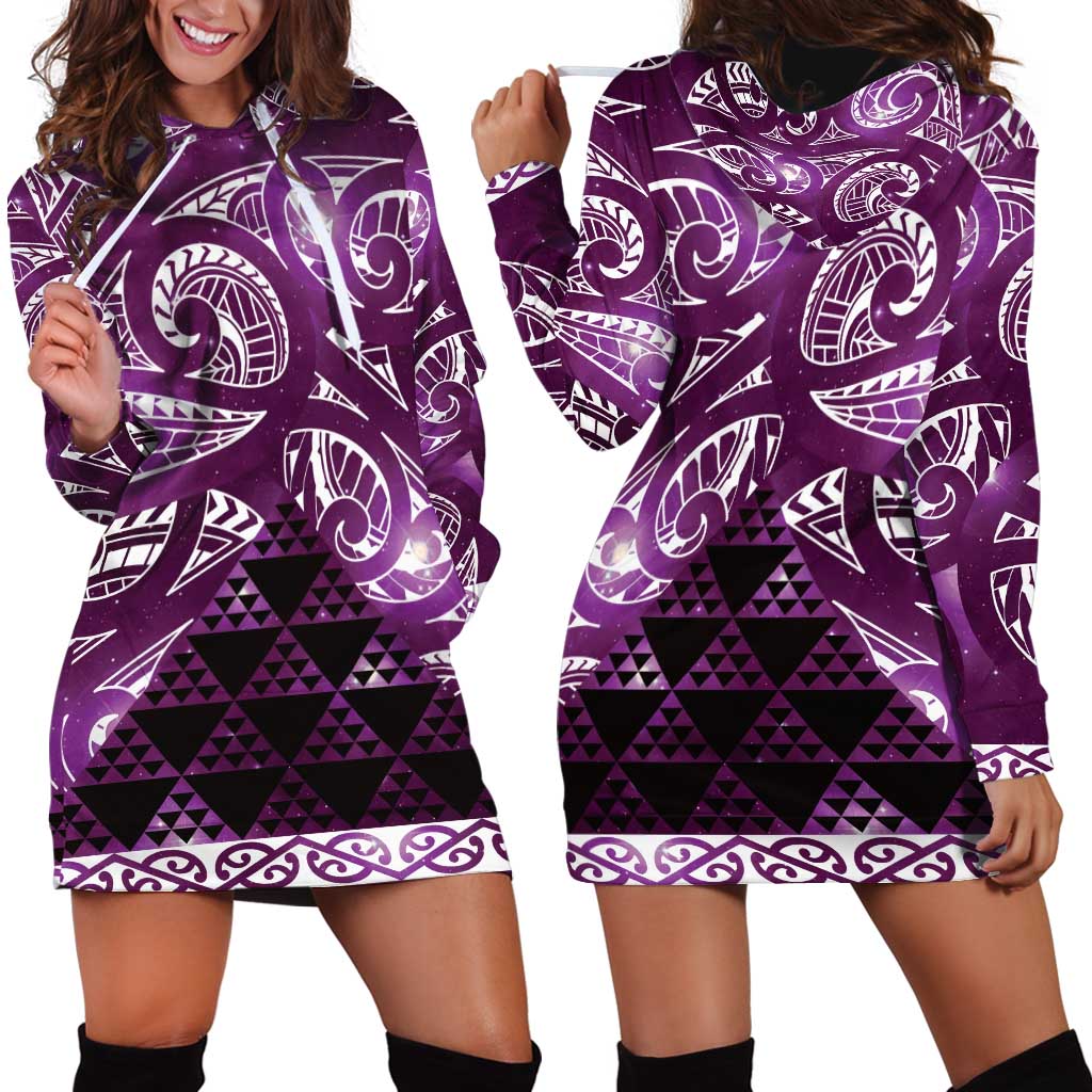 Matariki New Zealand Hoodie Dress NZ Niho Taniwha Maori New Year Purple Galaxy LT14 - Polynesian Pride