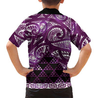 Matariki New Zealand Kid Hawaiian Shirt NZ Niho Taniwha Maori New Year Purple Galaxy