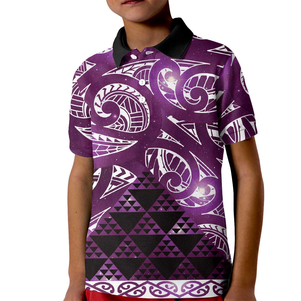 Matariki New Zealand Kid Polo Shirt NZ Niho Taniwha Maori New Year Purple Galaxy LT14 Kid Purple - Polynesian Pride