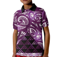 Matariki New Zealand Kid Polo Shirt NZ Niho Taniwha Maori New Year Purple Galaxy LT14 Kid Purple - Polynesian Pride