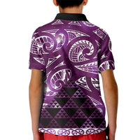 Matariki New Zealand Kid Polo Shirt NZ Niho Taniwha Maori New Year Purple Galaxy LT14 - Polynesian Pride