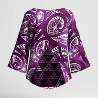 Matariki New Zealand Kimono Sleeve Blouse NZ Niho Taniwha Maori New Year Purple Galaxy