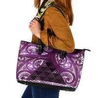 Matariki New Zealand Leather Tote Bag NZ Niho Taniwha Maori New Year Purple Galaxy