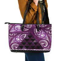 Matariki New Zealand Leather Tote Bag NZ Niho Taniwha Maori New Year Purple Galaxy