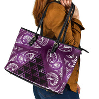 Matariki New Zealand Leather Tote Bag NZ Niho Taniwha Maori New Year Purple Galaxy