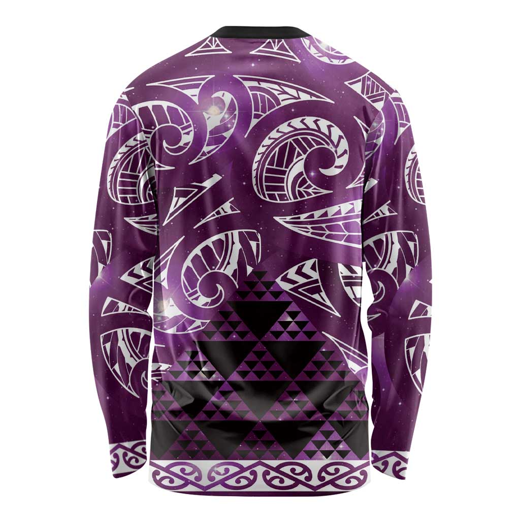 Matariki New Zealand Long Sleeve Shirt NZ Niho Taniwha Maori New Year Purple Galaxy