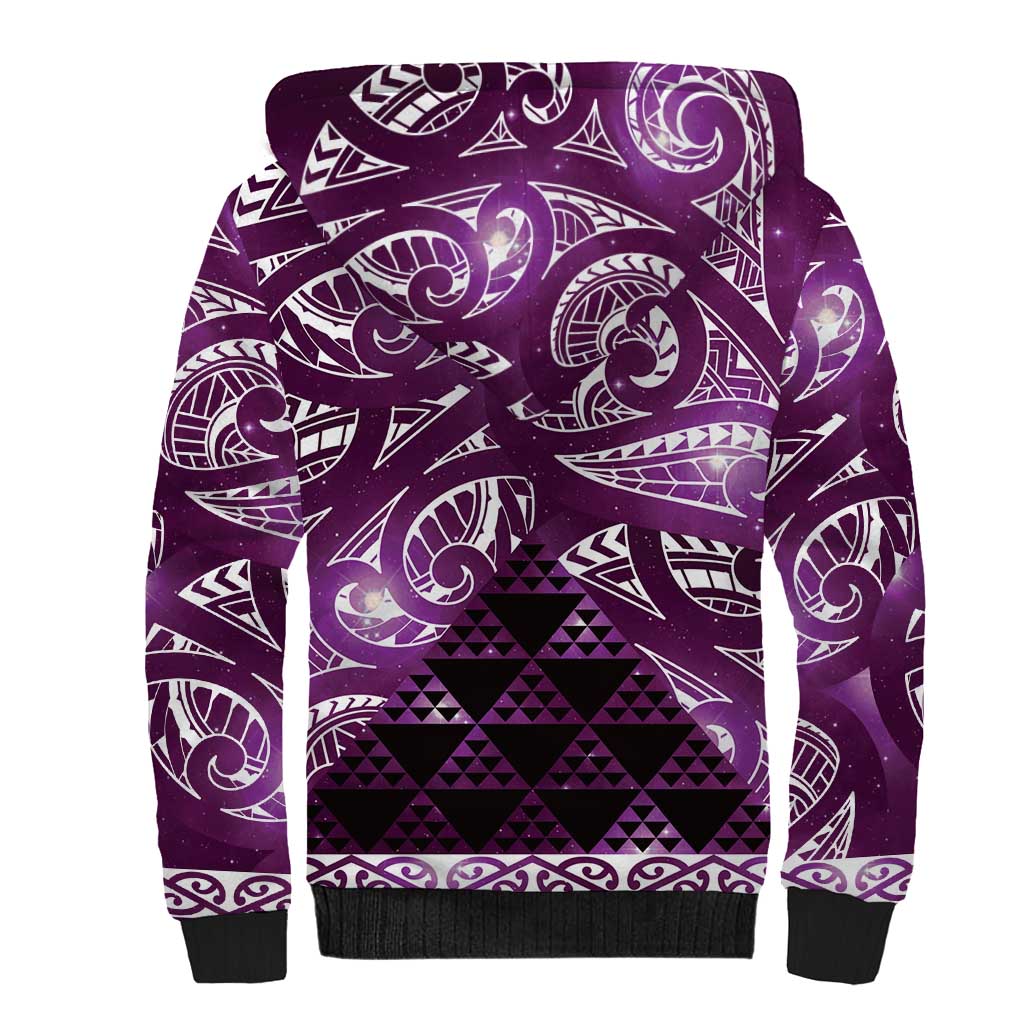 Matariki New Zealand Sherpa Hoodie NZ Niho Taniwha Maori New Year Purple Galaxy