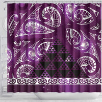 Matariki New Zealand Shower Curtain NZ Niho Taniwha Maori New Year Purple Galaxy