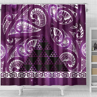Matariki New Zealand Shower Curtain NZ Niho Taniwha Maori New Year Purple Galaxy