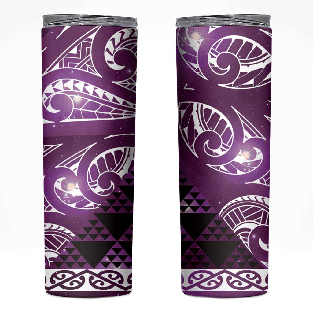 Matariki New Zealand Skinny Tumbler NZ Niho Taniwha Maori New Year Purple Galaxy LT14 Purple - Polynesian Pride