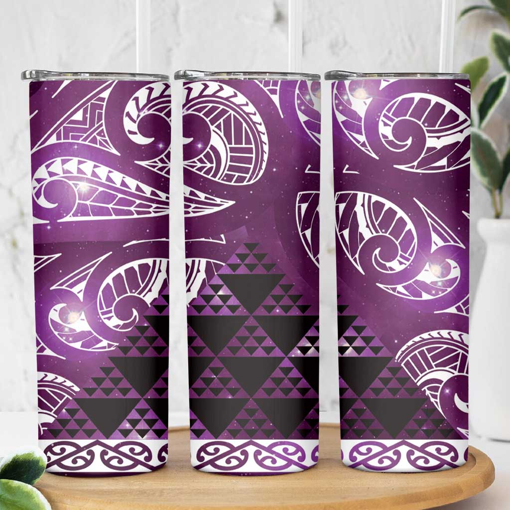 Matariki New Zealand Skinny Tumbler NZ Niho Taniwha Maori New Year Purple Galaxy LT14 - Polynesian Pride