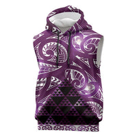 Matariki New Zealand Sleeveless Hoodie NZ Niho Taniwha Maori New Year Purple Galaxy