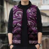 Matariki New Zealand Sleeveless Puffer Jacket NZ Niho Taniwha Maori New Year Purple Galaxy