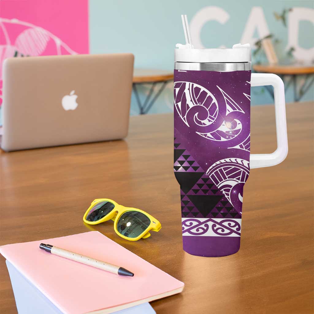 Matariki New Zealand Tumbler With Handle NZ Niho Taniwha Maori New Year Purple Galaxy