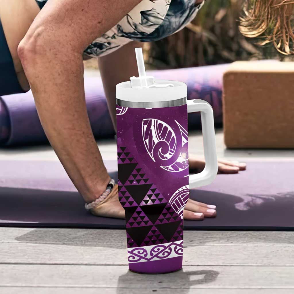 Matariki New Zealand Tumbler With Handle NZ Niho Taniwha Maori New Year Purple Galaxy
