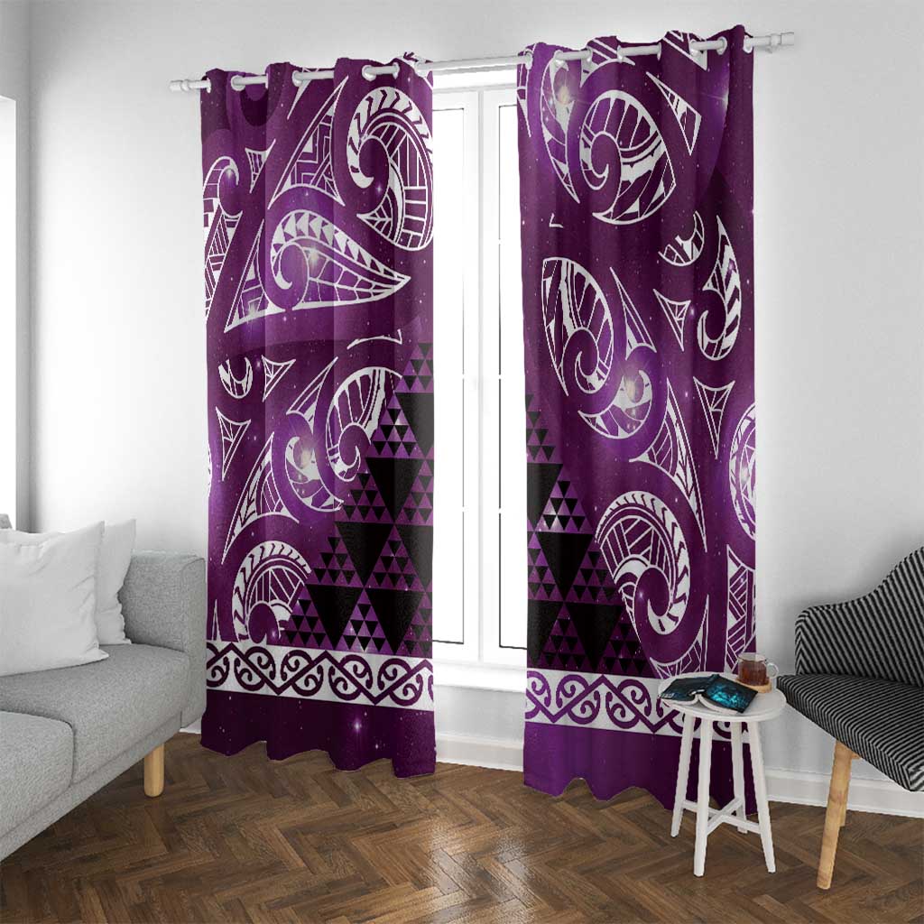 Matariki New Zealand Window Curtain NZ Niho Taniwha Maori New Year Purple Galaxy