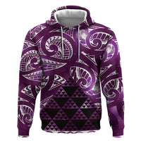 Matariki New Zealand Zip Hoodie NZ Niho Taniwha Maori New Year Purple Galaxy