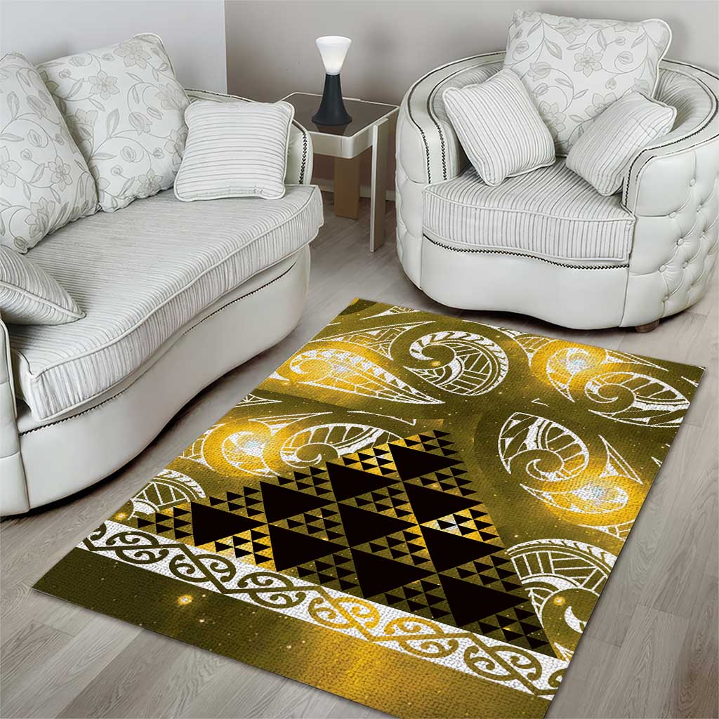 Matariki New Zealand Area Rug NZ Niho Taniwha Maori New Year Yellow Galaxy