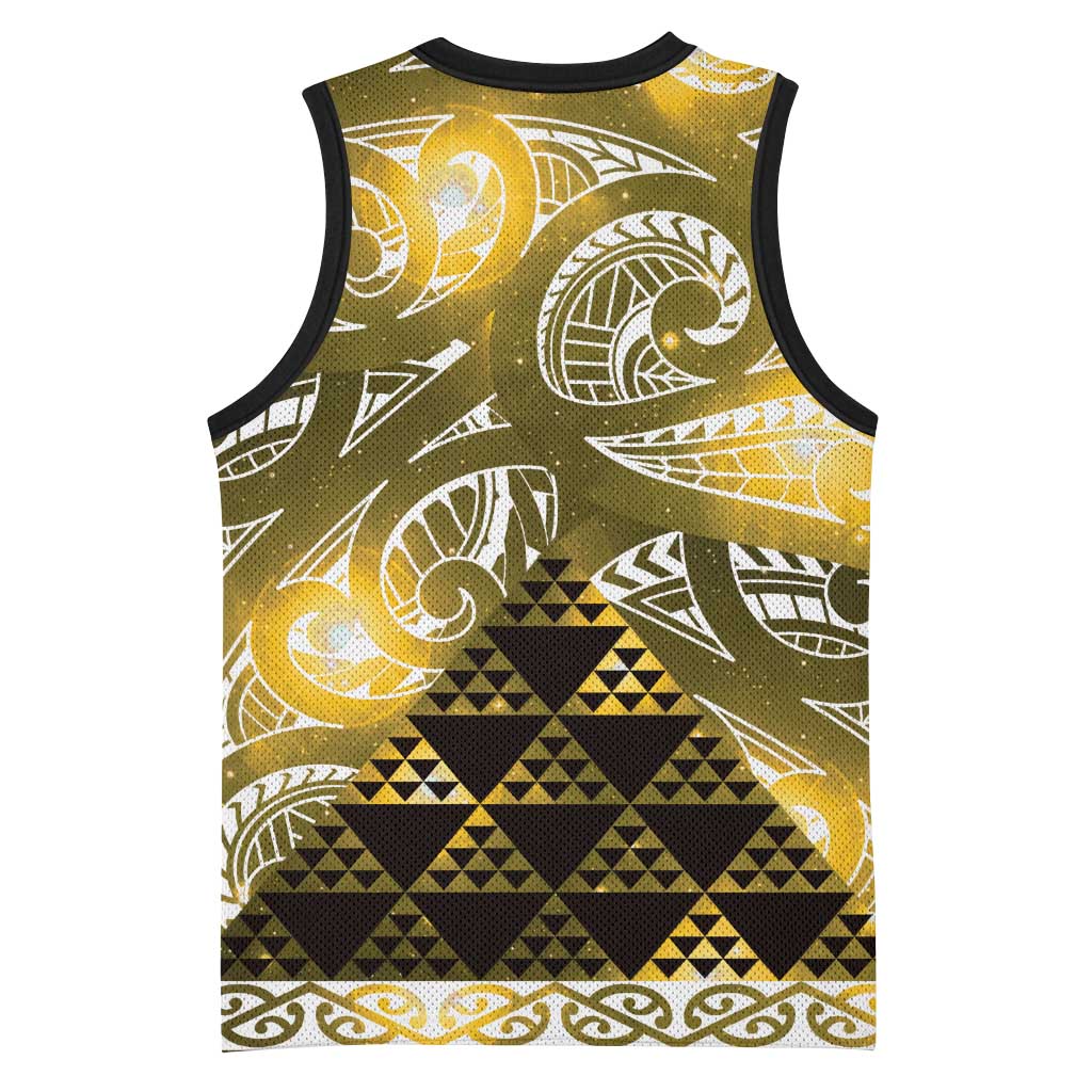 Matariki New Zealand Basketball Jersey NZ Niho Taniwha Maori New Year Yellow Galaxy LT14 - Polynesian Pride