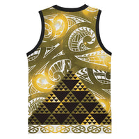 Matariki New Zealand Basketball Jersey NZ Niho Taniwha Maori New Year Yellow Galaxy LT14 - Polynesian Pride