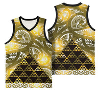 Matariki New Zealand Basketball Jersey NZ Niho Taniwha Maori New Year Yellow Galaxy LT14 - Polynesian Pride