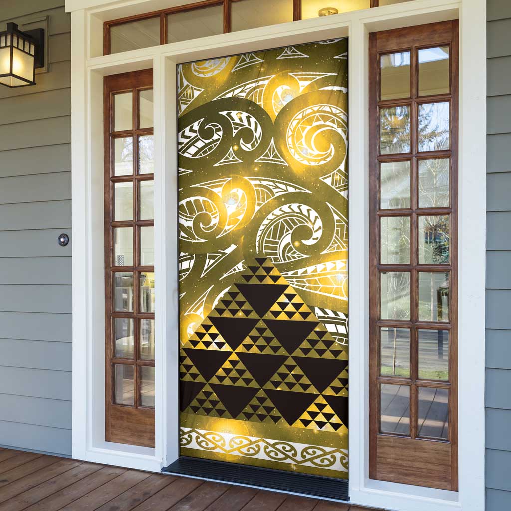 Matariki New Zealand Door Cover NZ Niho Taniwha Maori New Year Yellow Galaxy