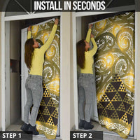 Matariki New Zealand Door Cover NZ Niho Taniwha Maori New Year Yellow Galaxy