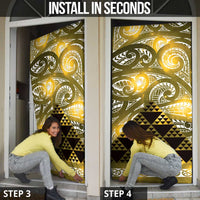 Matariki New Zealand Door Cover NZ Niho Taniwha Maori New Year Yellow Galaxy