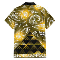 Matariki New Zealand Family Matching Off Shoulder Maxi Dress and Hawaiian Shirt NZ Niho Taniwha Maori New Year Yellow Galaxy LT14 - Polynesian Pride