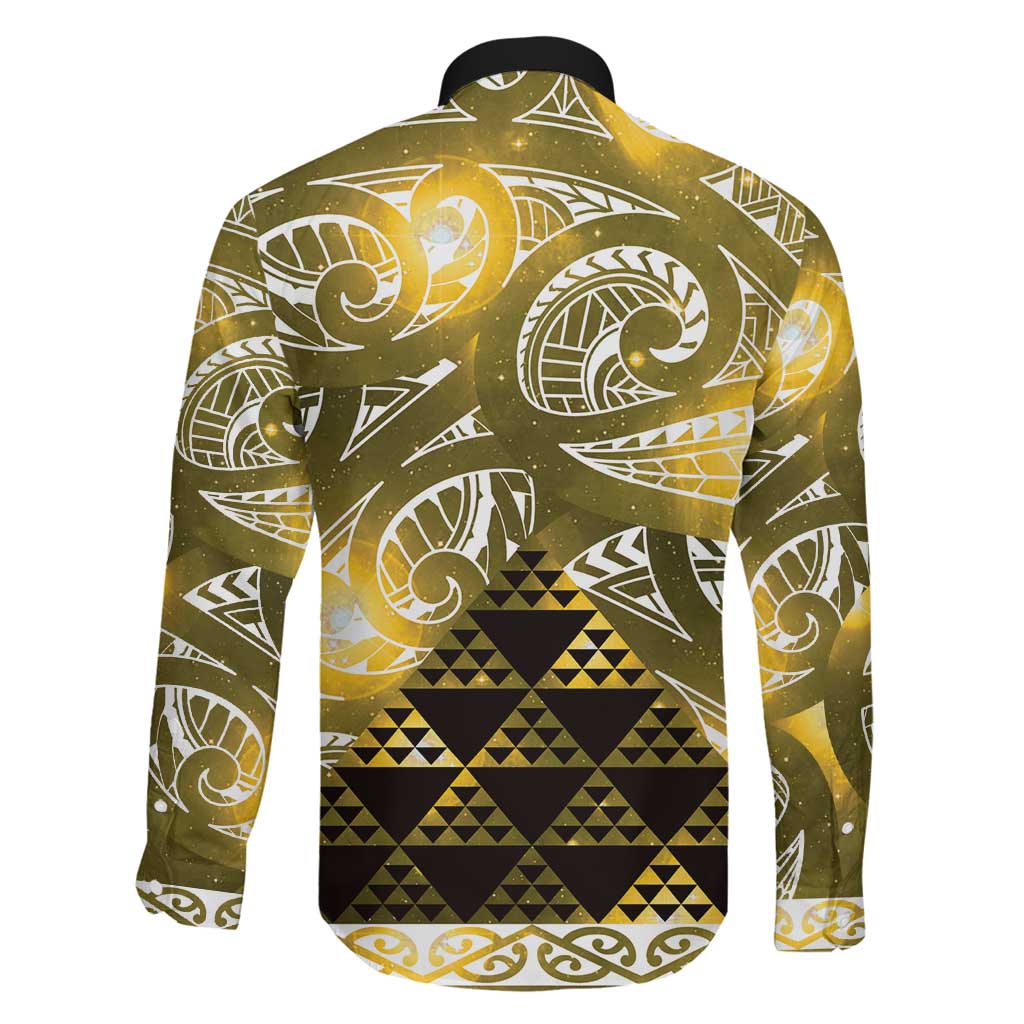 Matariki New Zealand Family Matching Short Sleeve Bodycon Dress and Hawaiian Shirt NZ Niho Taniwha Maori New Year Yellow Galaxy LT14 - Polynesian Pride