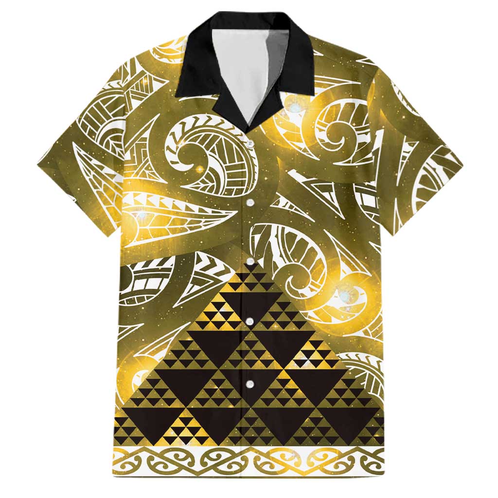Matariki New Zealand Family Matching Summer Maxi Dress and Hawaiian Shirt NZ Niho Taniwha Maori New Year Yellow Galaxy LT14 Dad's Shirt - Short Sleeve Yellow - Polynesian Pride